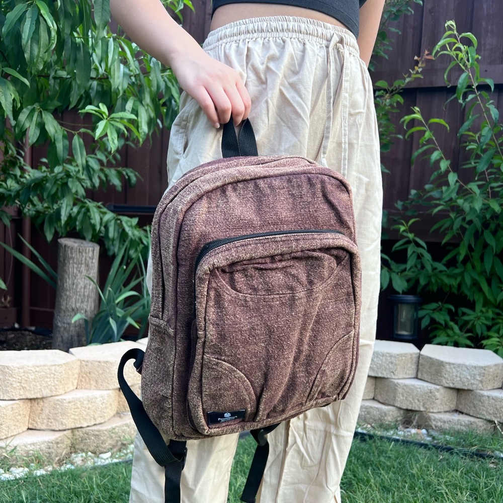 Stonewashed Heavy Cotton Backpack Brown
